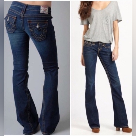 True Religion Denim - TRUE RELIGION Joey Twisted Flare Low Rise Blue Jeans Size 25